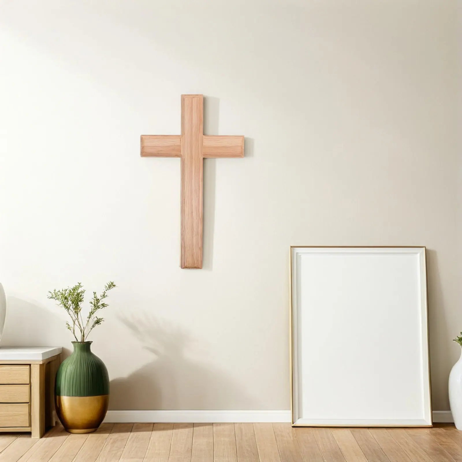 Natural Grain Wood Christian Cross Wall Decor Religious Wall Hanging Crucifix for Home Church Entryway Spiritual Centerpiece