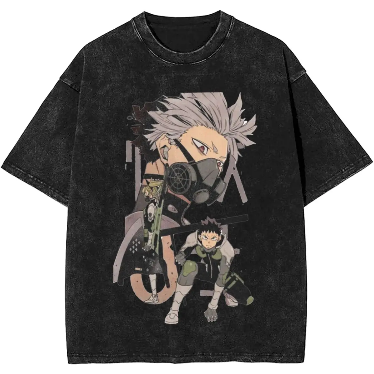 Hip Hop Kaiju No 8 Japanese Anime Merch Shirt Washed Style Men Women Kafka Hibino T-Shirt Fashion Top Tee Shirt Streetwear