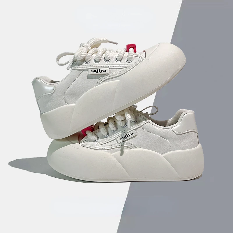 Little White Shoes Women 2024 Spring New Casual Korean Edition Women Versatile Anti slip Thick Sole Elevated Flat Sole Shoes