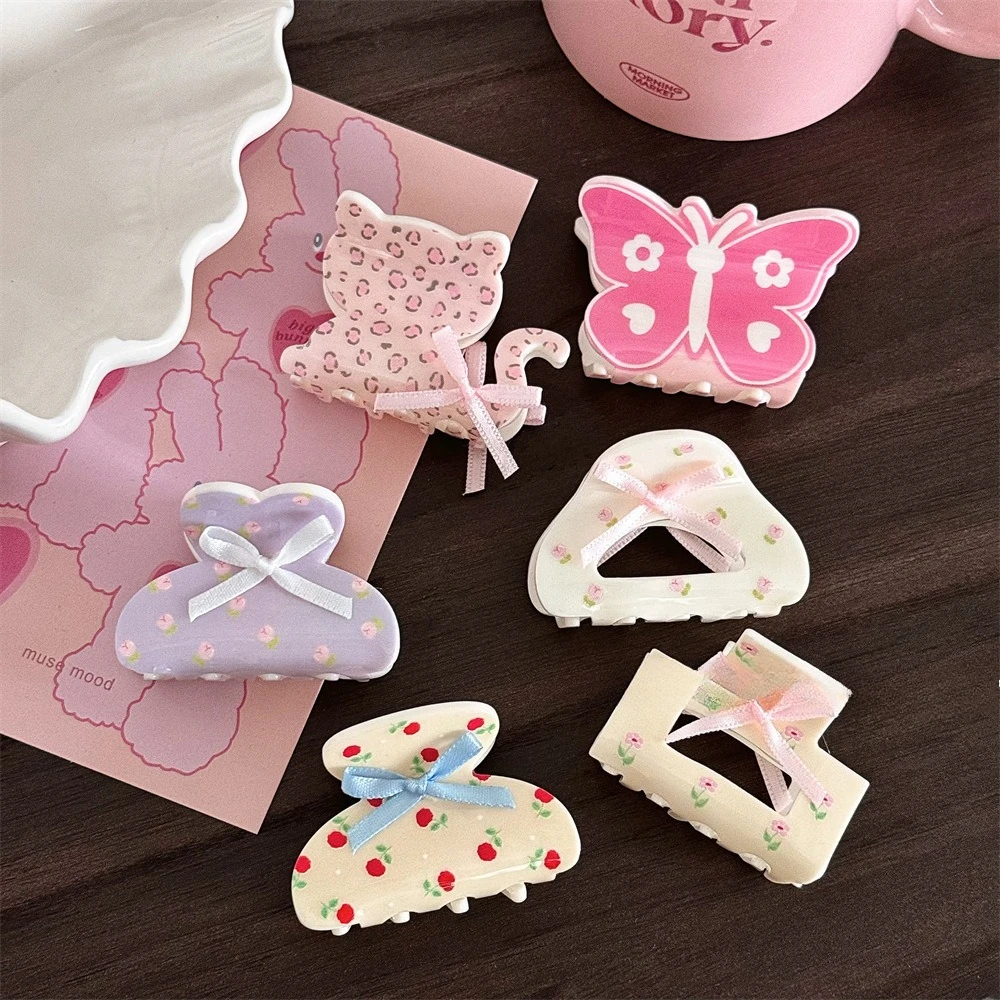 النمط الفرنسي الاكريليك مشبك شعر صغير كليب دبوس الشعر الحلو القوس مشبك شعر النساء الفتيات أنيقة لطيف مشبك شعر السلطعون نمط الملحقات #2