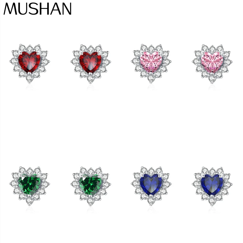 MuShan Jewelry 925 Sterling Silver Stud Earrings Dangle High Carbon Diamond Classic Luxury Women Earring Fine Jewelry