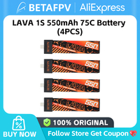 BETAFPV  LAVA 1S 550mAh 75C Battery (4PCS) for Meteor75  Cetus Pro Cetus X FPV