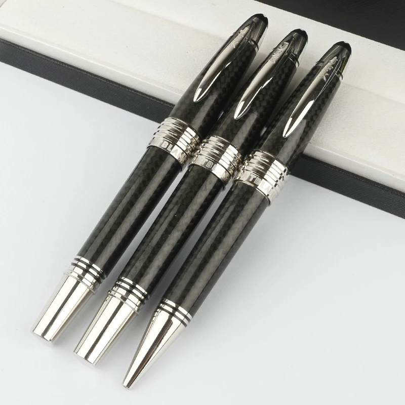 تصميم خاص كلاسيكي MB جون إف كينيدي ألياف الكربون قلم حبر جاف أزرق قلم حبر الكتابة القرطاسية JFK كليب