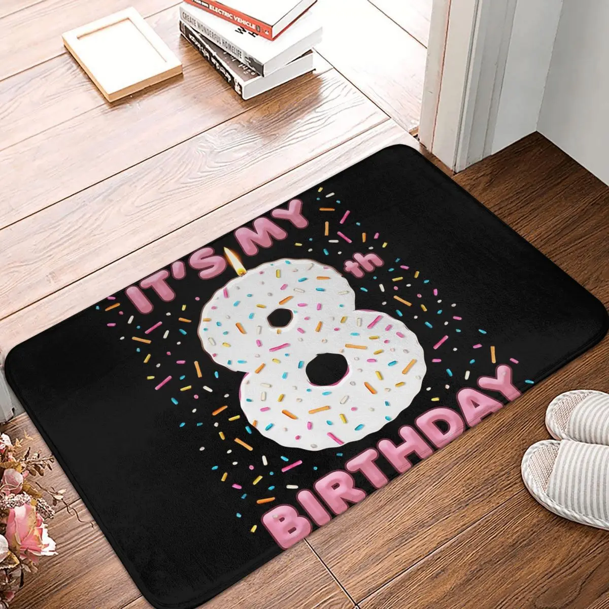 Eight Birthday Sweet Doughnut Food Lover 8 Birthday Anti-slip Doormat Floor Mat Carpet Rug for Kitchen Living room Footpad Mats