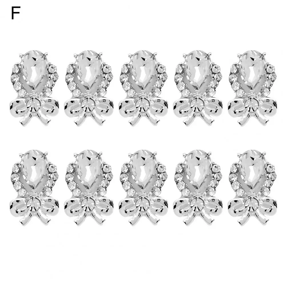 10Pcs Great Nail Ornaments Multiple Styles Nail Decorations Rust-proof Sparkling Sparkling Bow-knot Style 3D Nail Art Decor