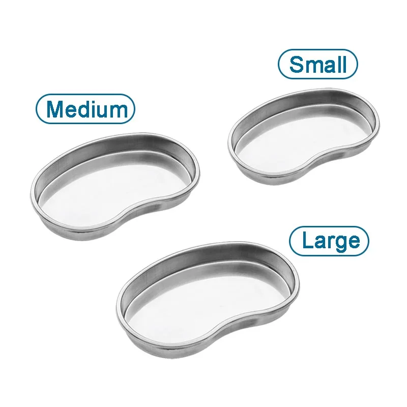 Stainless Steel Kidney Bowl Curved Trays Dental Surgical Curved Tray Dental Tools Small Medium Large