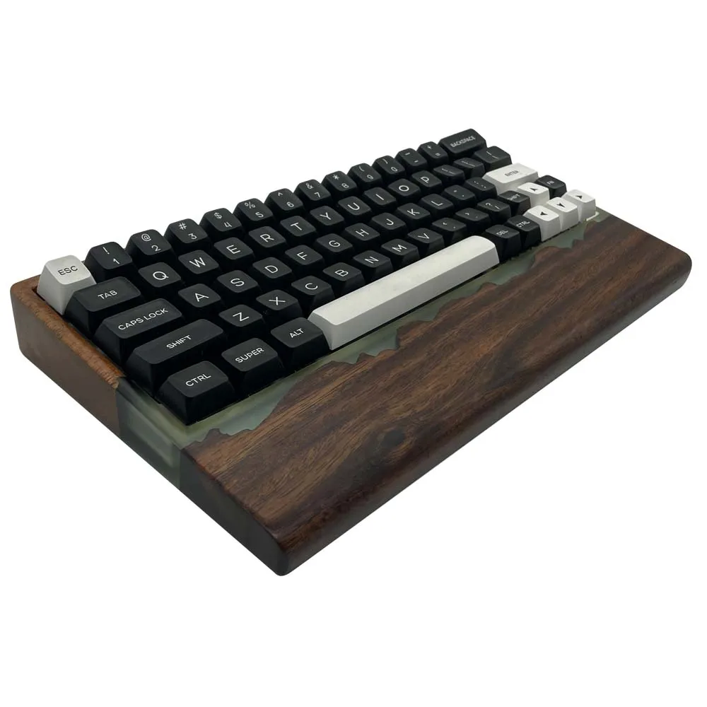 Solid Wood Joint with Resin CNC Wrist Rest 2 in 1 Customized GH60 Mechanical Keyboard Compatibal for Wooting 60he RAKKA