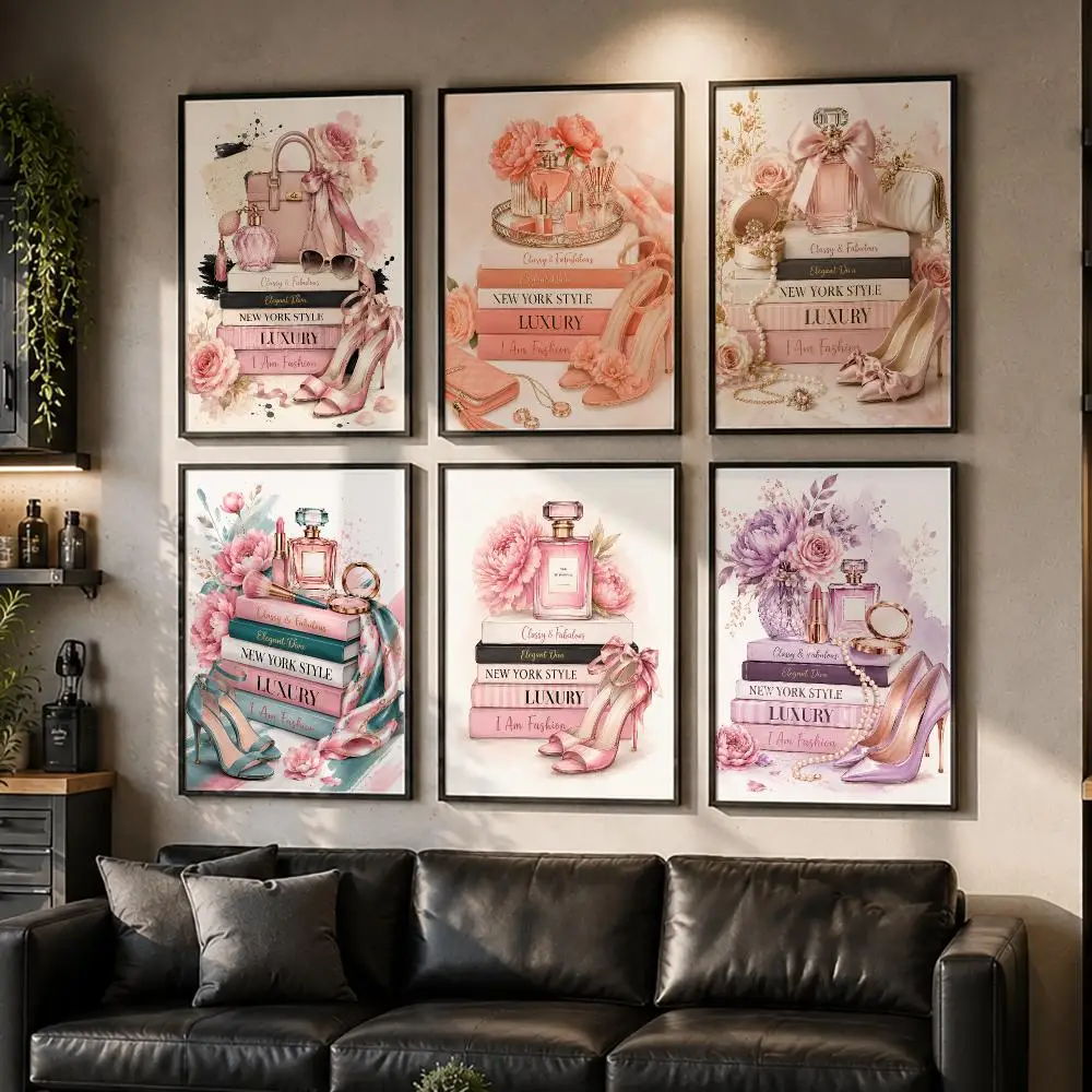 Feminine Fashion Luxury Poster Wall Decor Self-Adhesive Aesthetic Modern Vibe Stylish Gift Friends Using Living Room Bedroom
