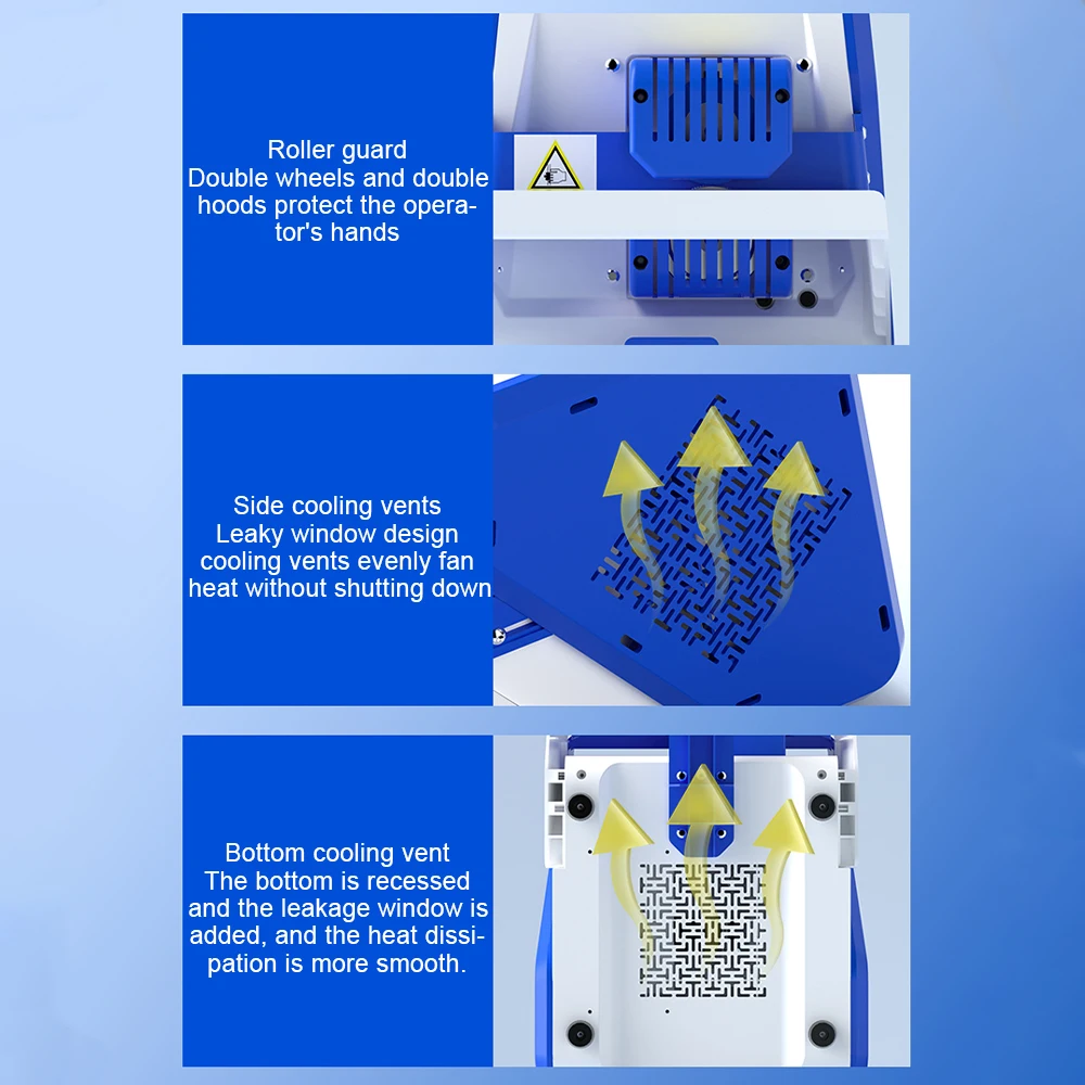 GLF-50P 300W Industrial Grade Lightweight Roller Temperature Control Quick Sealing Machine AC 220V 50Hz Sealer CN/US/EU/AU Plug