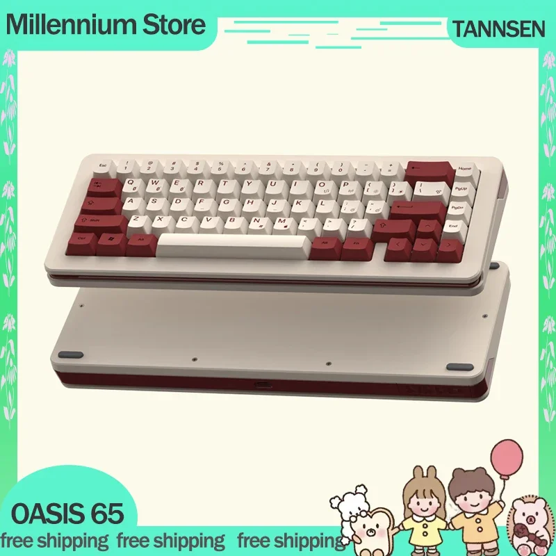 

TANNSEN OASIS 65 Mechanical Keyboard 3 Mode 2.4G Wireless Bluetooth Keyboards 67 Keys Gasket RGB Hot Swap Gaming Keyboard Gifts