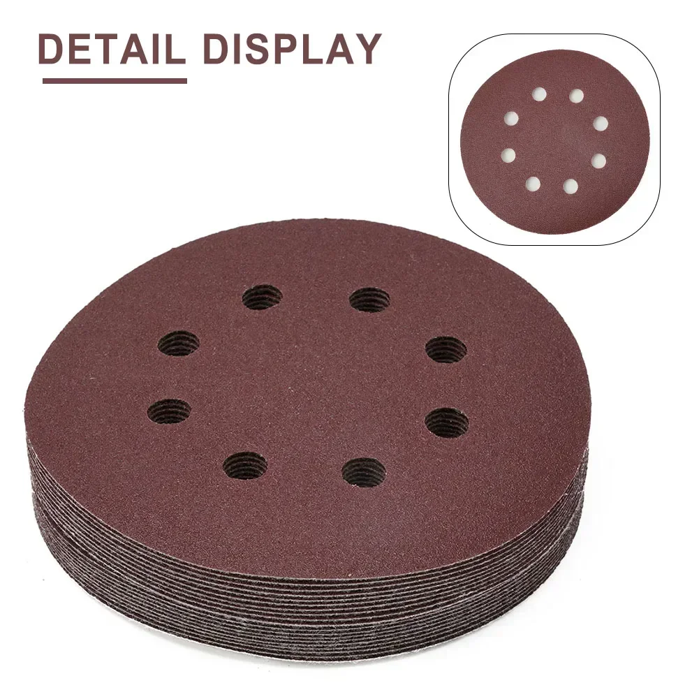 20pcs 5Inch 125mm Round Sandpaper 8 Hole Sanding Discs Hook And Loop Grit 40-2000 Orbital Sander Pad For Polishing Wood Metal