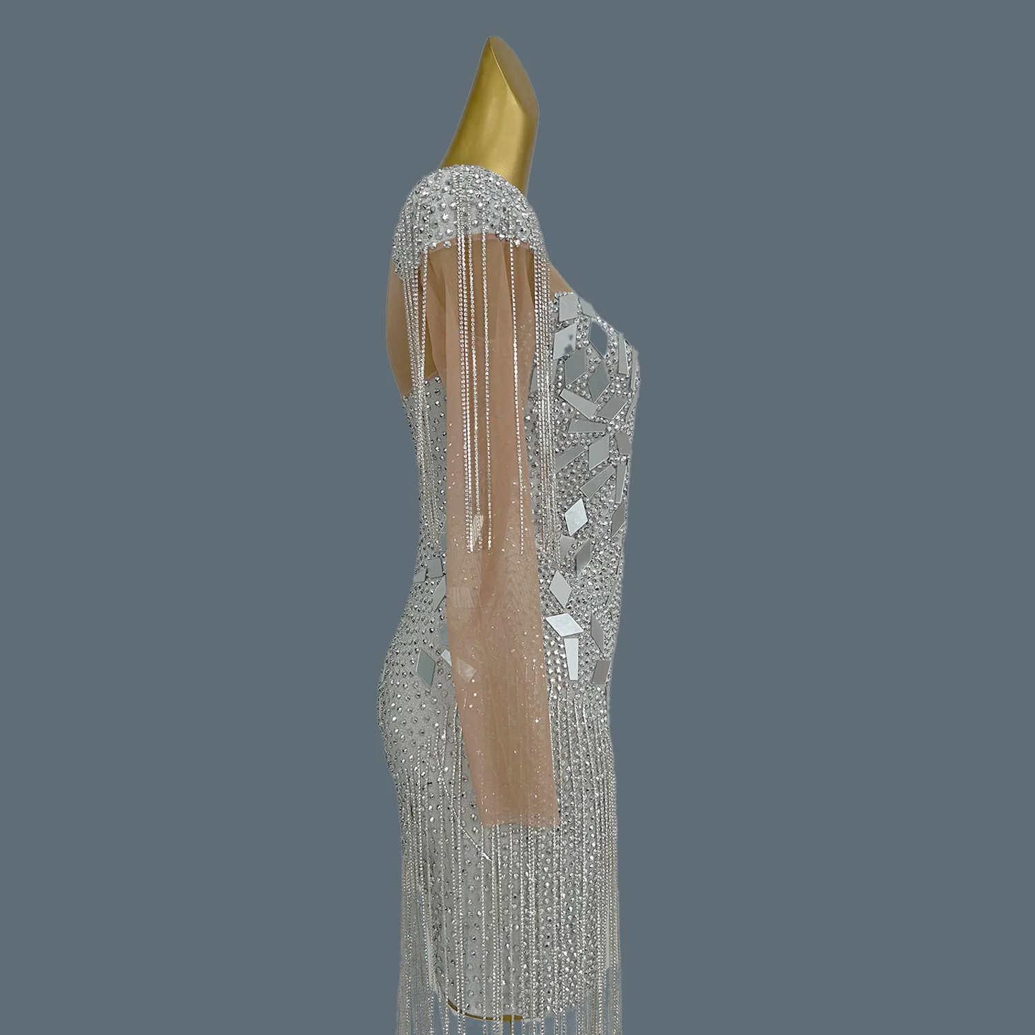 Vestido Saias Sparkly Crystal Sequin Tassel Dress Bridesmaid Wedding Birthday Party Dress Women Bodycon Club Prom Dresses Yintai