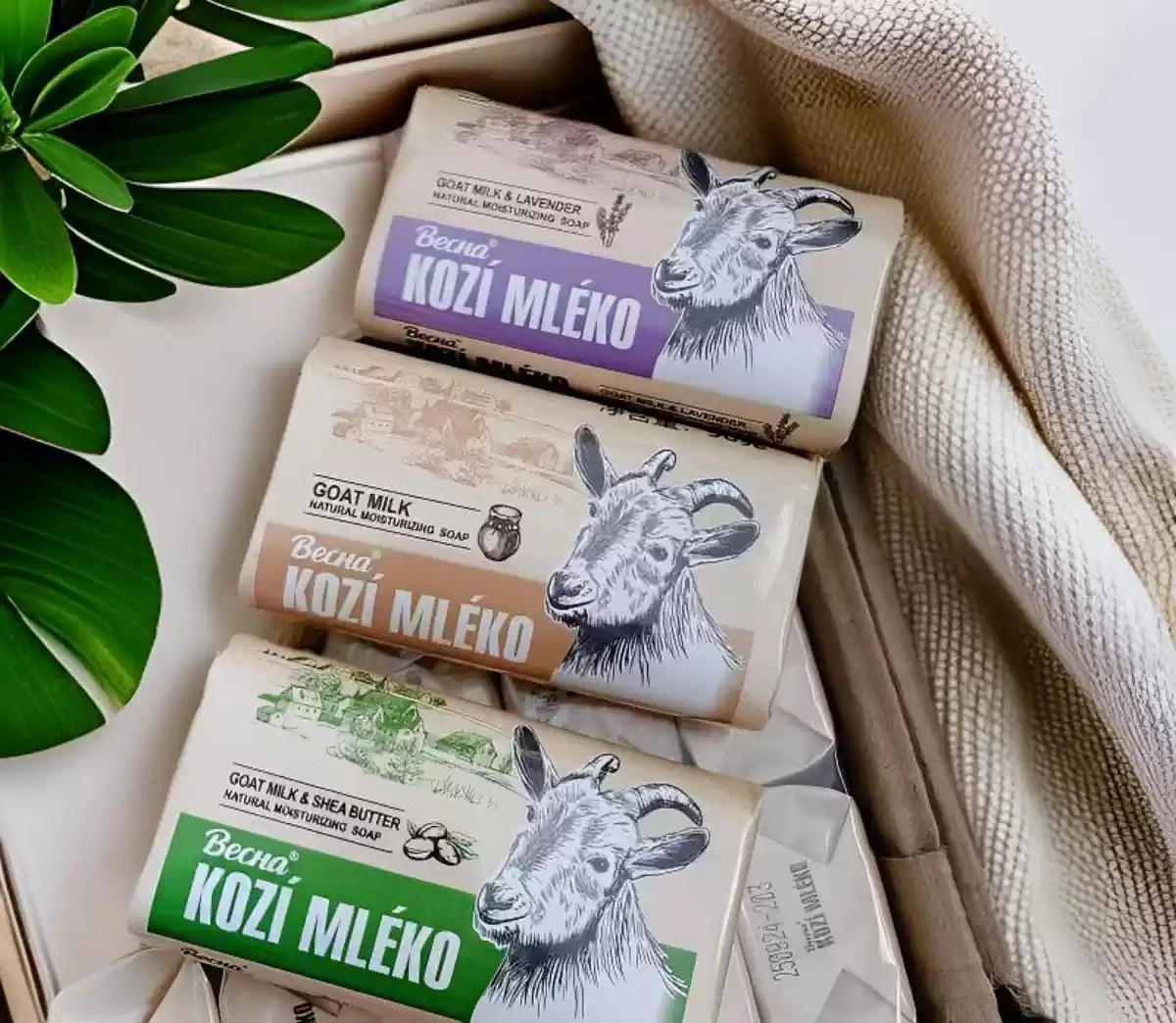 Russian Goat Milk & Shea Butter Soap 90g by BecHa - with Lavender, Double Moisturizing for Soft & Calm Skin