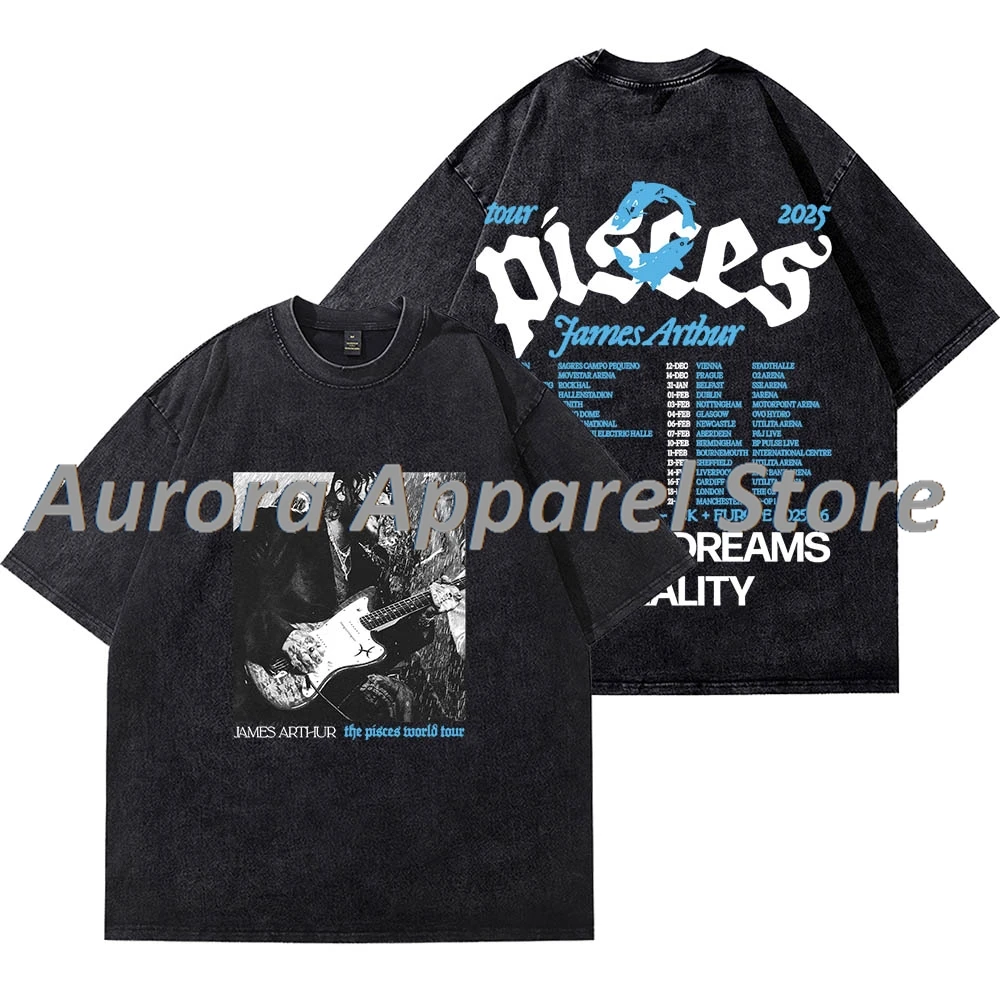 

Винтажные футболки James Arthur The Pisces World Tour, косплей, женская и мужская хлопковая футболка с коротким рукавом