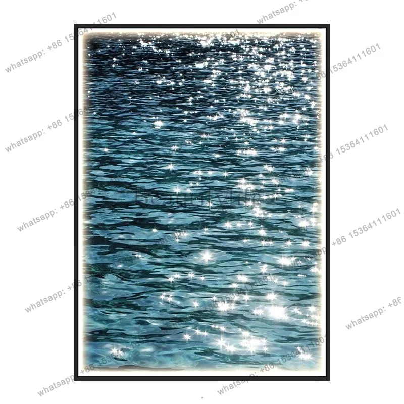 Simple atmosphere decorative painting sea landscape bedroom hanging painting atmosphere decoration with lamp