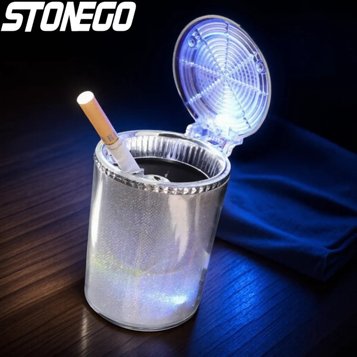 

Colorful LED Light Smokeless Portable Ashtray for Car Cigarettes Auto Interior Accessories