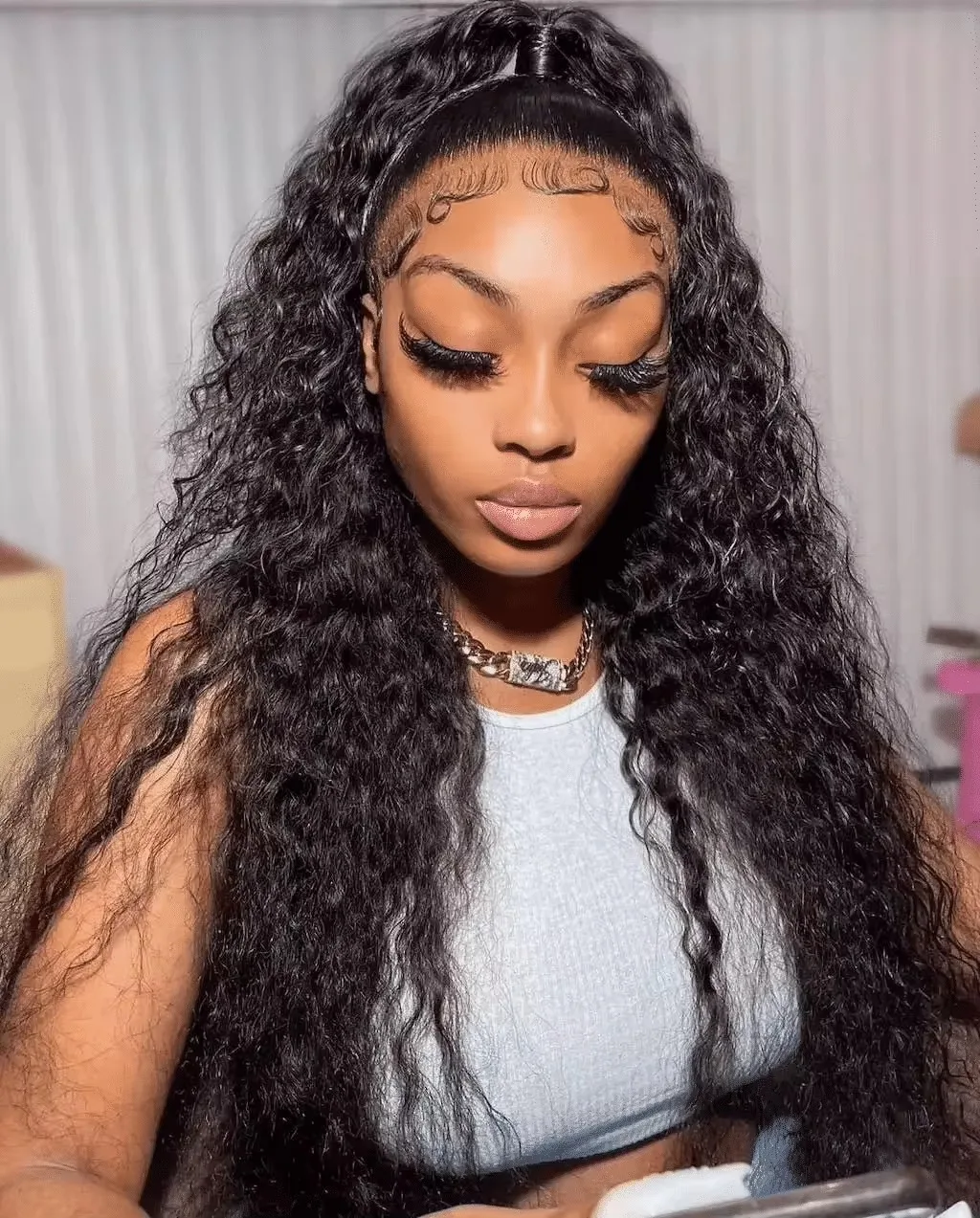 250% vorgeschnittene Loose Deep Wave Frontal Perücken 7x5 13x4, kleberlose Echthaarperücke, sofort tragbar, 13x4 13x6 Water Curly HD Lace Front Perücken, vorgezupft, 30-36 Zoll, unbehandelte Echthaarperücken für Frauen, gebleichte Knoten, im Angebot. – Detail 25