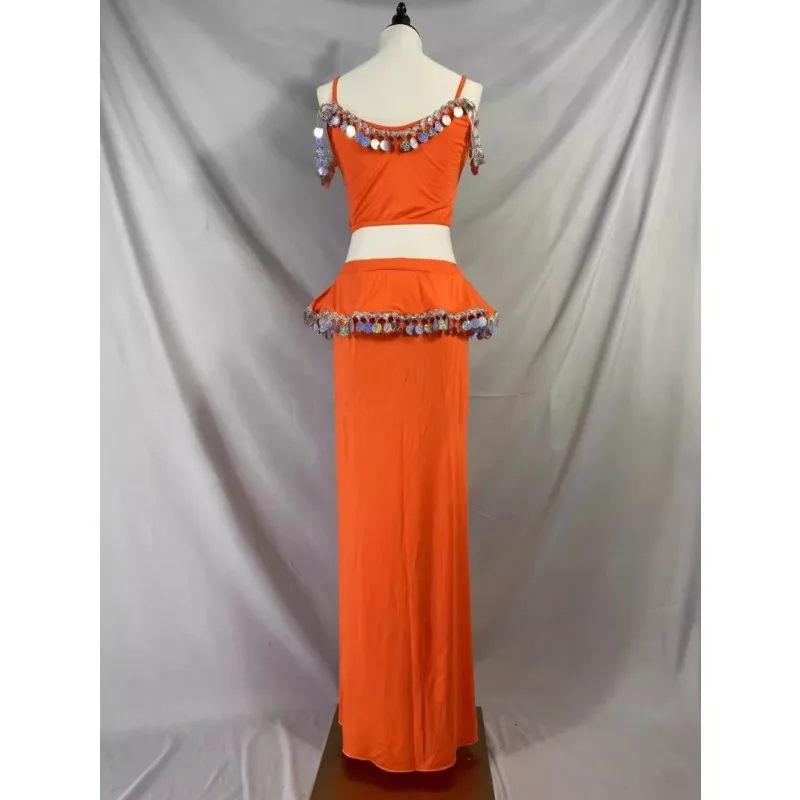 أزياء الرقص الشرقي المخصصة رداء الترتر الأحمر الحجاب حزام ملابس الرقص الشرقي Saidi Shabbi رداء شعبي