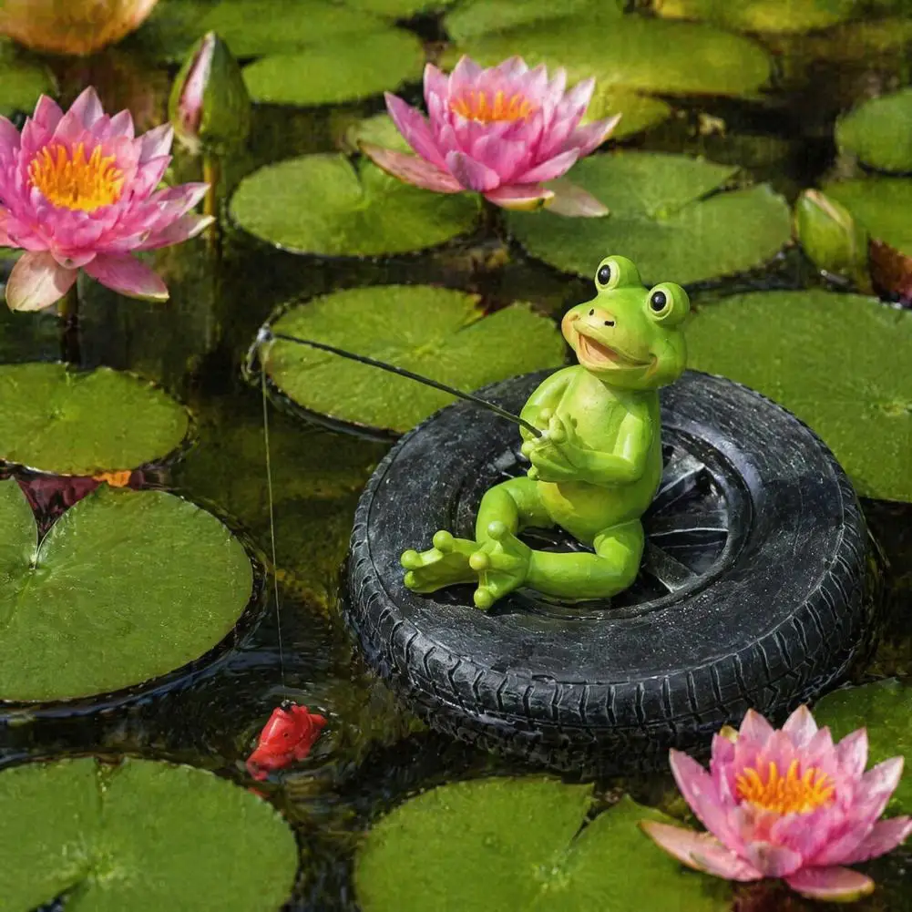 Yard Decor for Outdoor Water Features Realistic Floating Frog Pond Ornament Weather Resistant Resin Statue Garden for Ponds