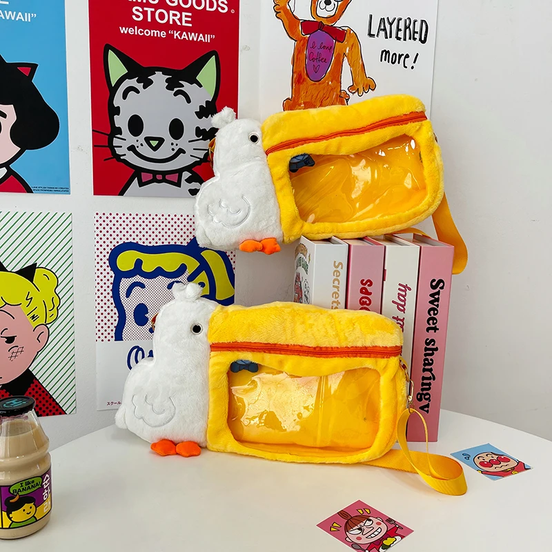 Pelican Cute Large Capacity Transparent Camera Crossbody Bags for Women Cartoon Soft Plush Lightweight Fashion JK Its Bag Girls