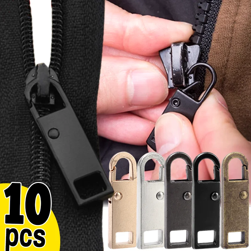 10/1PCS Universal Metal Zipper Pull Replacement Instant Repair Kit Detachable Luggage Purses Clothing Zipper Slider Puller Tools