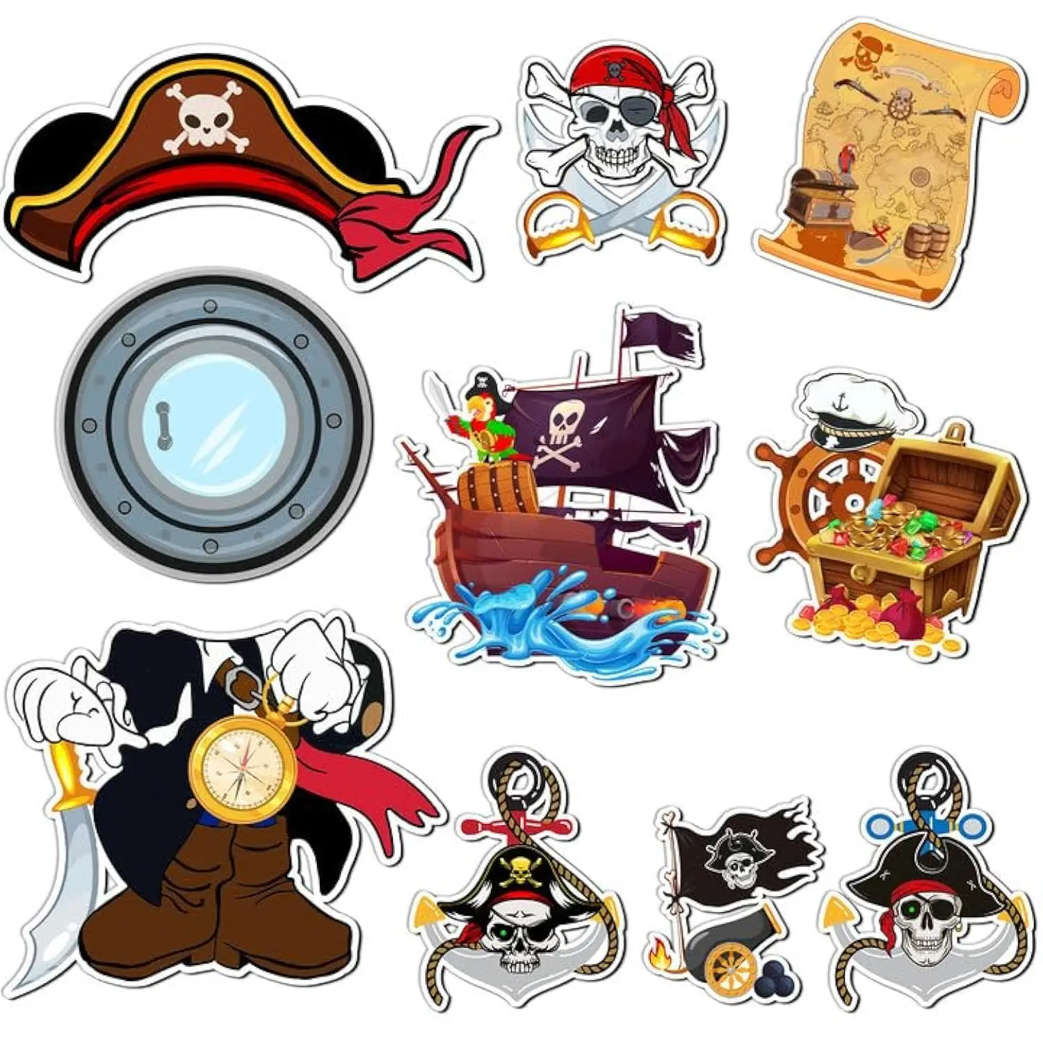 

10 Pcs Pirate Cruise Door Magnet, Funny Pirate Captain Ship Holiday Decor for Halloween Carnival Cruise Refrigerator Door
