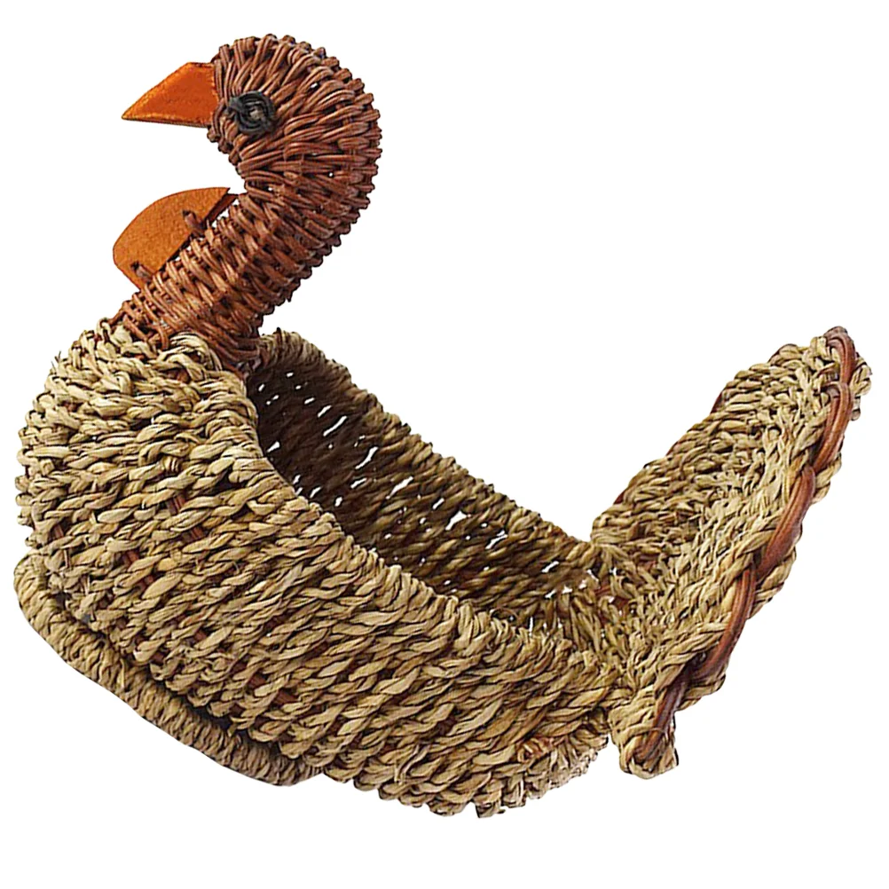 

Straw Turkey Basket Woven Baskets for Storage Little Rustic Egg Container Bread Iron Decor Small Decorative