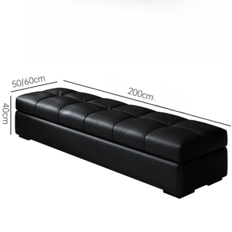 Craft Pouffe Stool Japanese Storage Dopamine Leather Black End Of Bed Stool Upholstered Sofa Reposapies Furniture For House