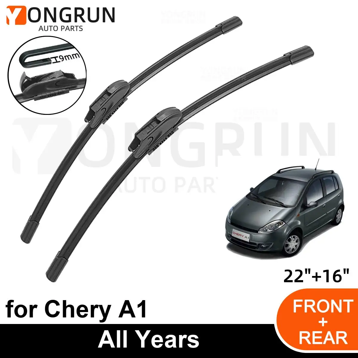 

Car Front Windshield Wipers For Chery A1 All Years Wiper Blade Rubber 22"+16" Car Windshield Windscreen Accessories