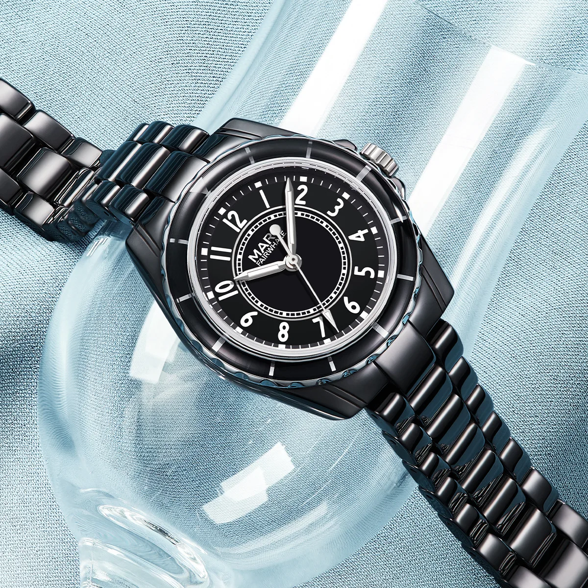 Reloj de pulsera de cuarzo de cerámica de lujo Mark Fairwhale para mujer, reloj de vestir blanco, regalo de moda para mujer, nuevo estilo 2025