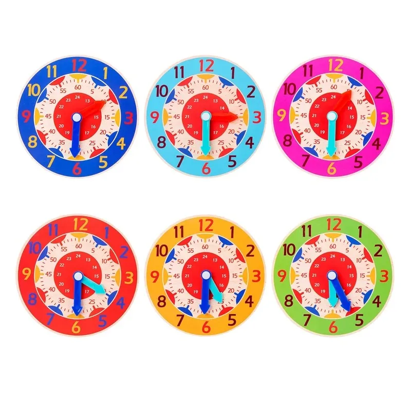 Wooden Color Sorting Clock Learning Time Activity Set Educational Montessori Toys for Kids Gift Primary School Clever Board Toy