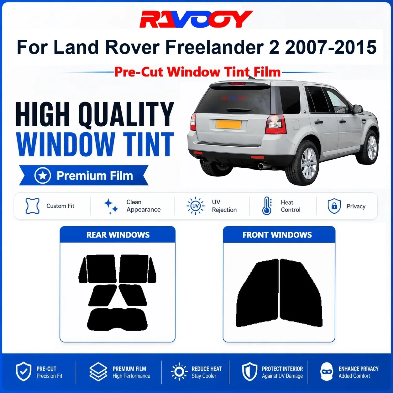 Premium Pre-Cut Window Tint For Land Rover Freelander 2 2007-2015 Front & Rear Windows UV Heat Rejection Waterproof Privacy Film