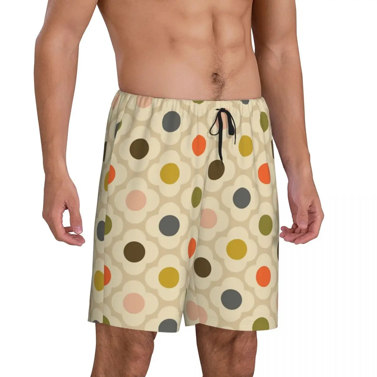 Custom Print Men Orla Kiely Flower Spot Summer Pajama Bottoms Scandinavian Floral Sleepwear Pjs Sleep Shorts with Pockets