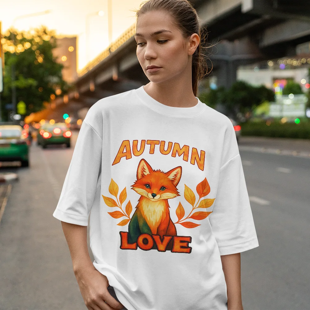 

Comfortable Women's Printed T-shirt Autumn Fox-themed T-shirt Autumn Women's Patterned Short-sleeved T-shirt Top Women Clothing