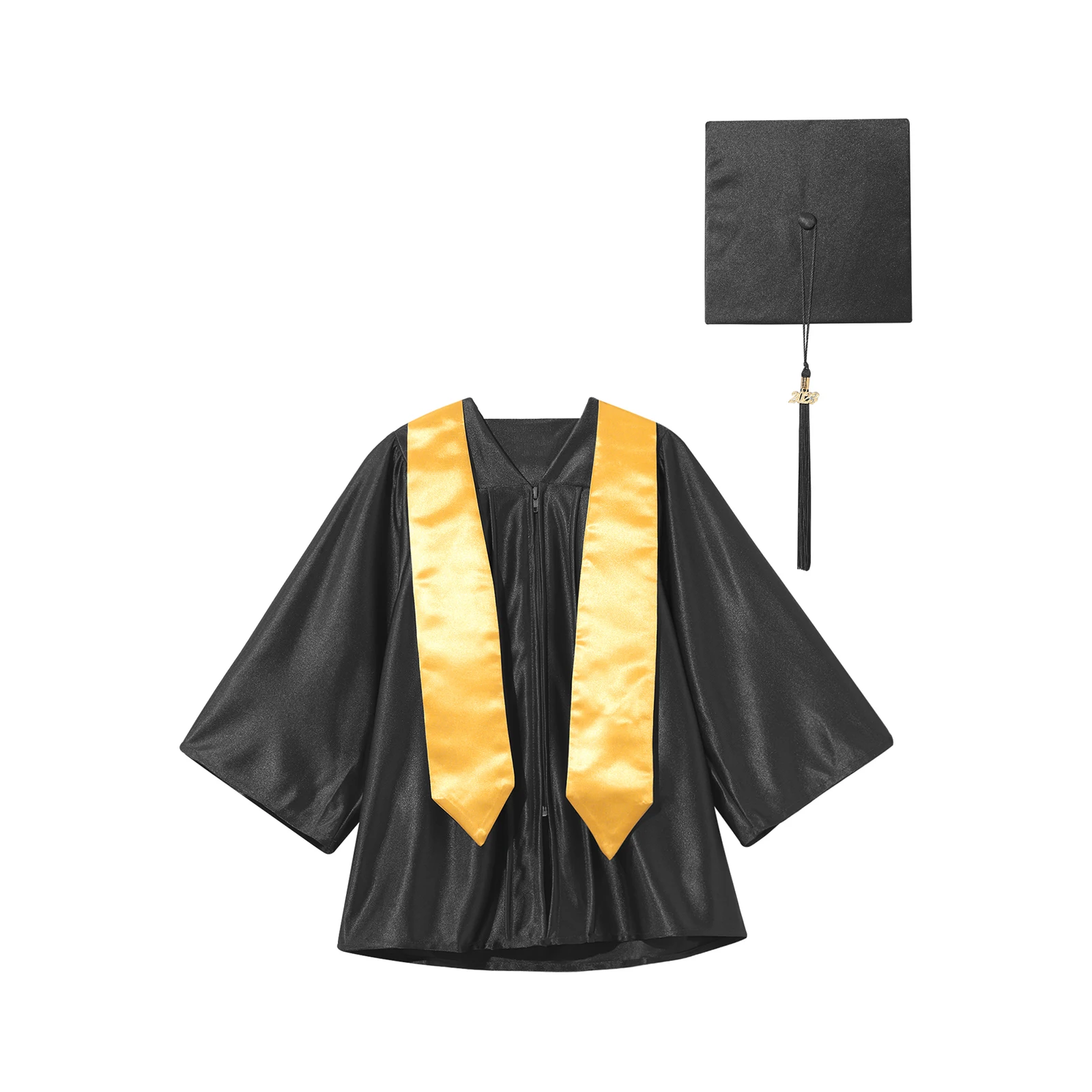 Vestido de graduação com boné para crianças, roupa infantil, uniforme pré-escolar, robe de igreja para jardim de infância, meninos e meninas, roupa de 3 a 12 anos