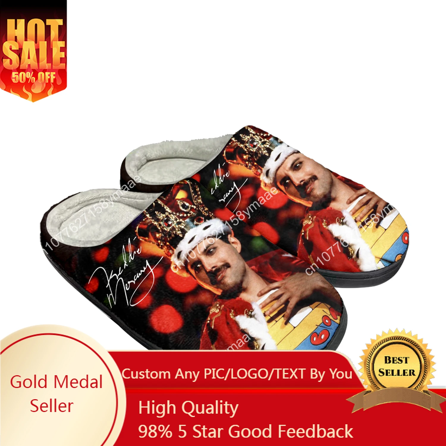 

Freddie Mercury Home Cotton Slippers Mens Womens Plush Bedroom Casual DIY Keep Warm Shoes Thermal Indoor Slipper Customized Shoe