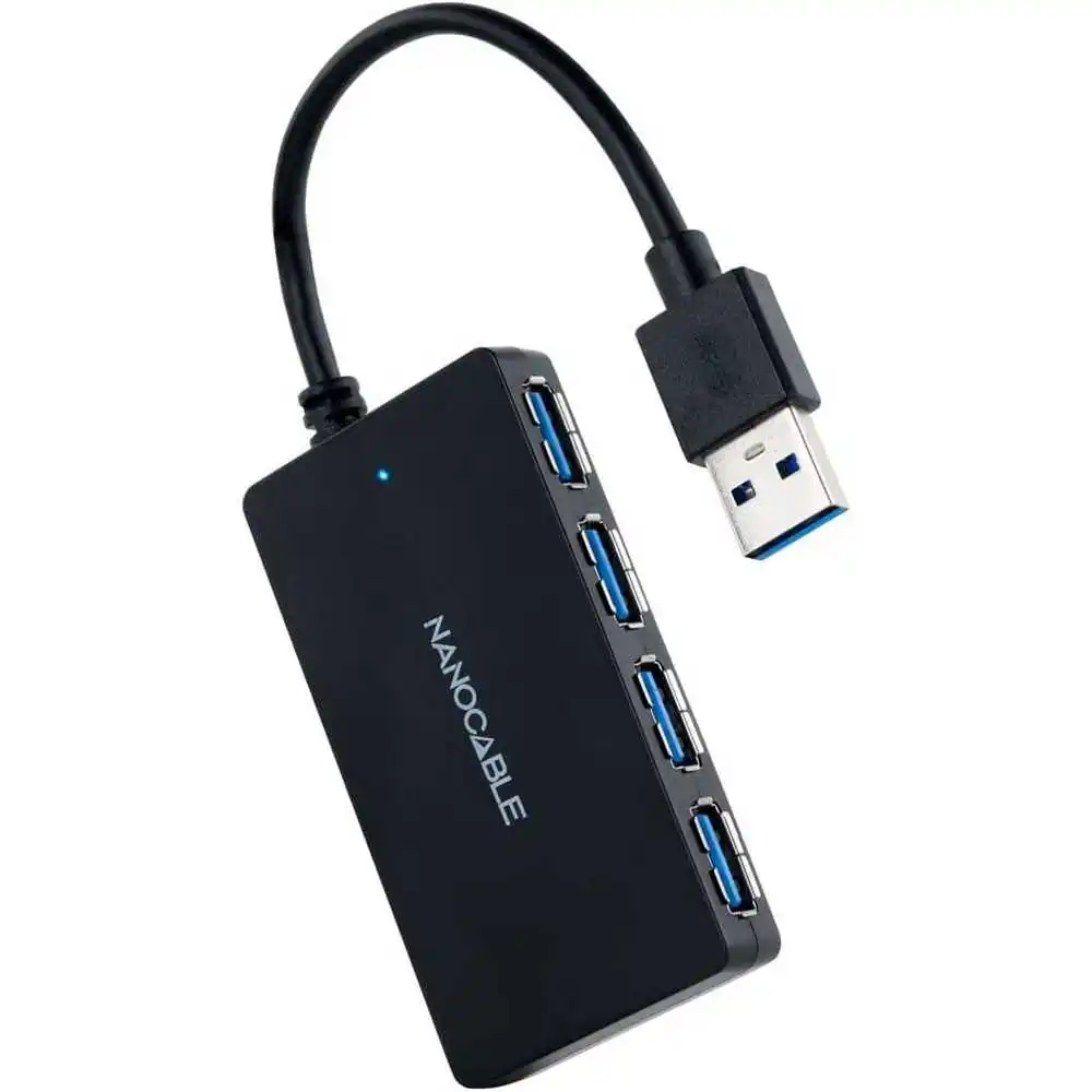 Nano 3.0 4-port Usb Hub 3.0 female, USB-A/M Black 15cm