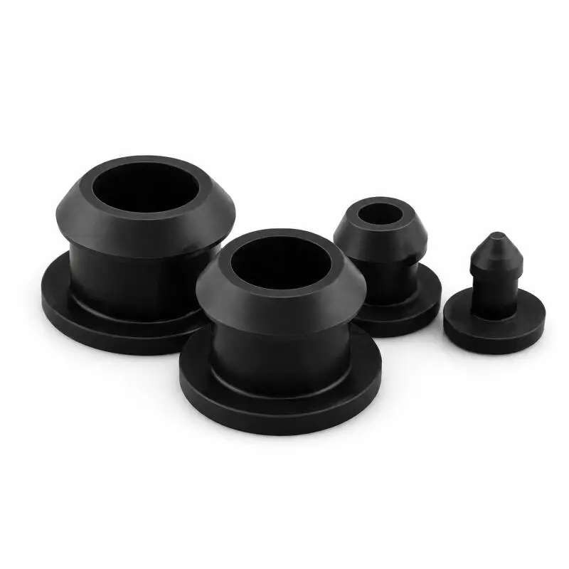 5/10/15 Black Conical Snap-on Silicone Rubber T Type Plug Blanking End Caps Tube Inserts Bung Proof High Temperature