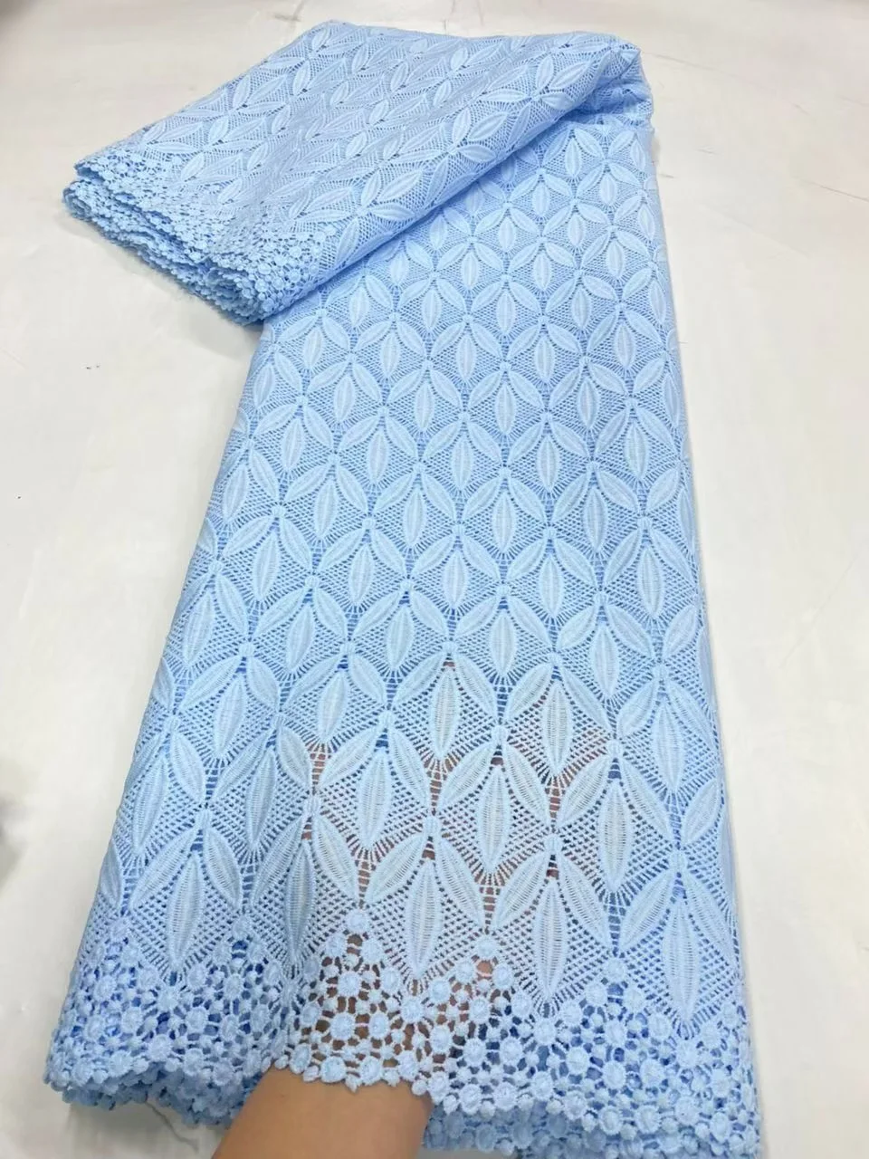 

African Nigerian 2026 High-Quality Tulle Lace Fabric Cotton Embroidery Guipure 5 Yards for Prom Dresses Sewing Damask JL547