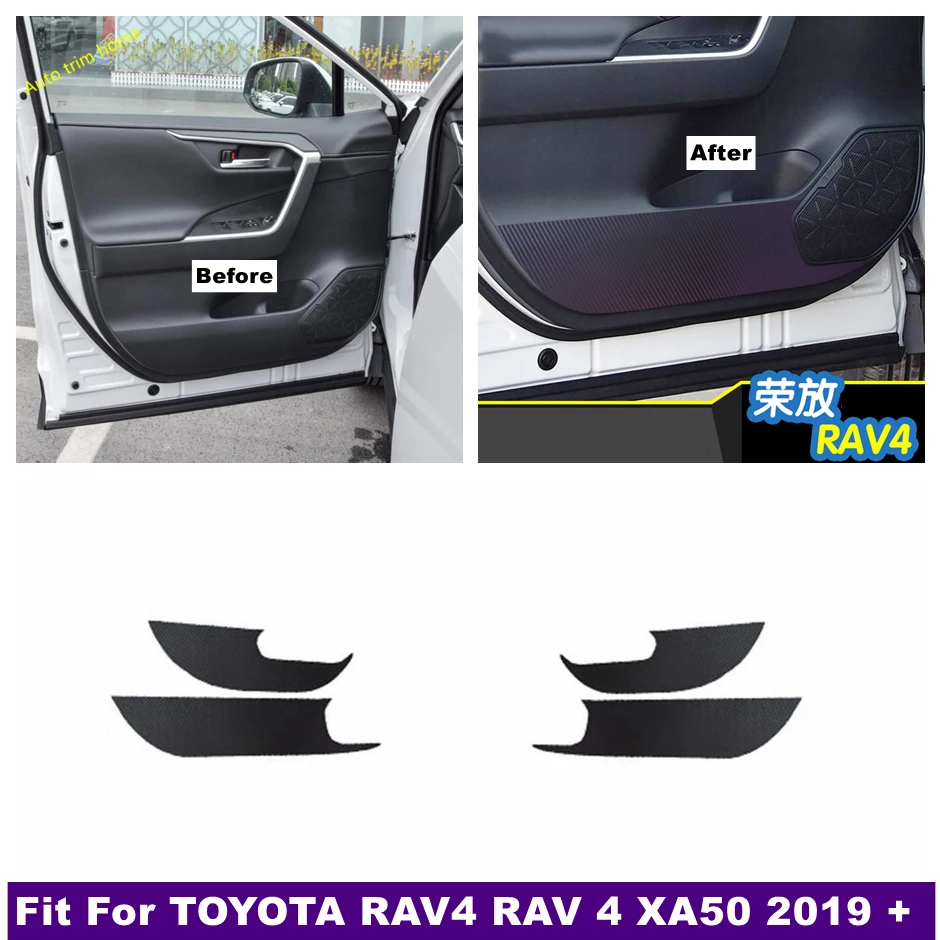 Inner Door Waterproof Anti-dirty Protector Pad Scratchproof Film Carbon Fiber Stickers For TOYOTA RAV4 RAV 4 XA50 2019 - 2024