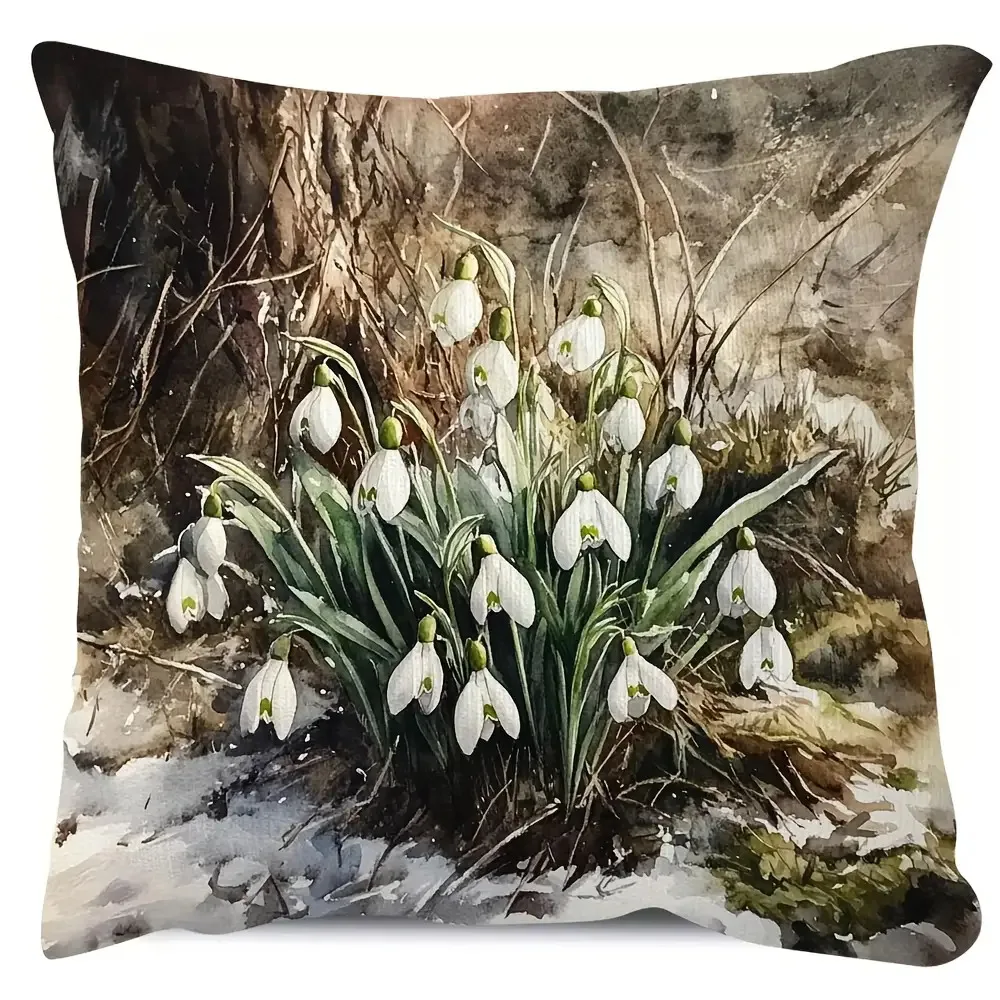 Elegant Spring Daffodil Floral Print Throw Pillow Cover for Sofa Home Decor Artwork Cushion Pillowcase