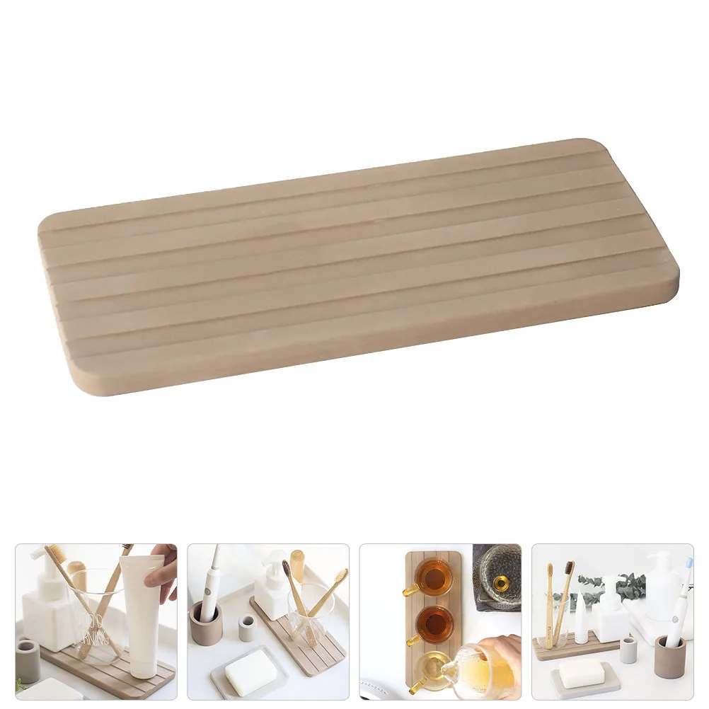 

1pc Large Water Absorption Diatomite Storage Tray Bathroom Organizer Multi-functional Toiletries Tray Beige Stone