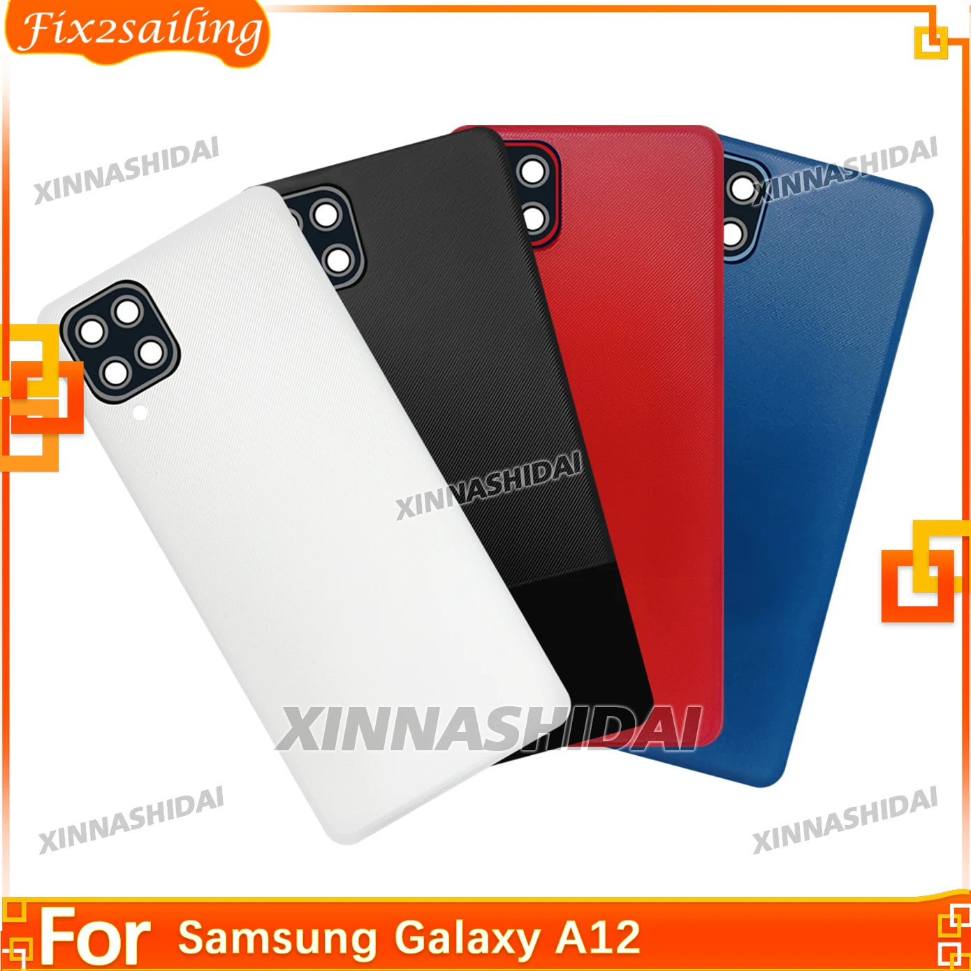 Neue Für Samsung Galaxy A12 A125 A125F SM-A125F Zurück Batterie Abdeckung Hinten Gehäuse Abdeckung Mit Seite Taste Ersatz Teile