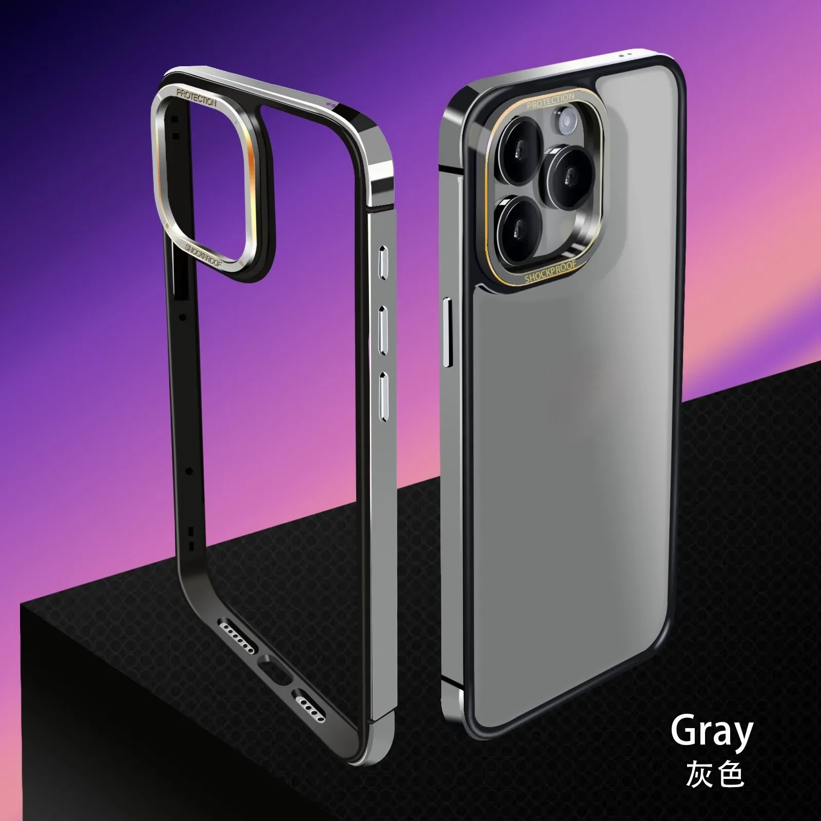 Ultra-Thin Metal Frame Suitable For Iphone15 15ProMax 15Plus  Phone Case Anti-Fall Stainless Steel  Trendy Camera Protection