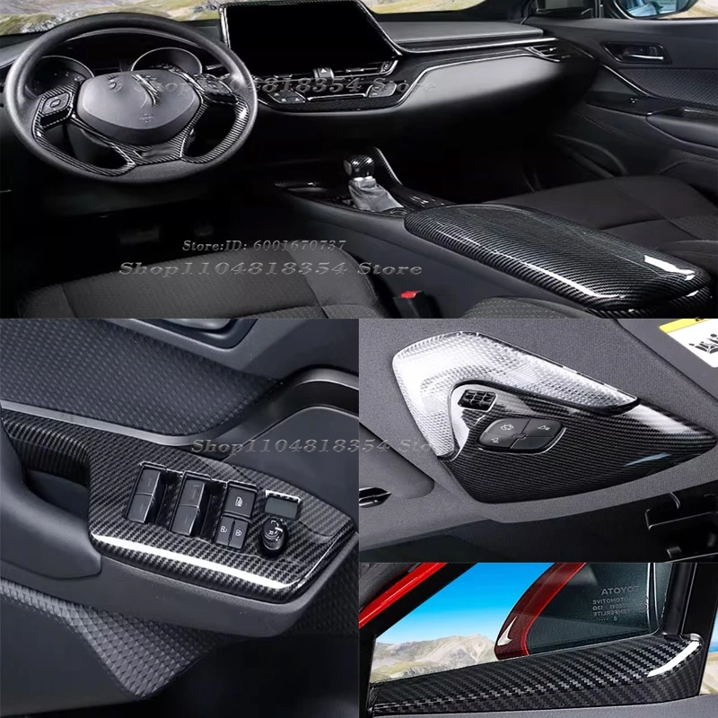 Lhd para toyota C-HR chr 2017-2022 acessórios interiores interruptor da janela um pilar volante ac coniditons saída ventilação capa