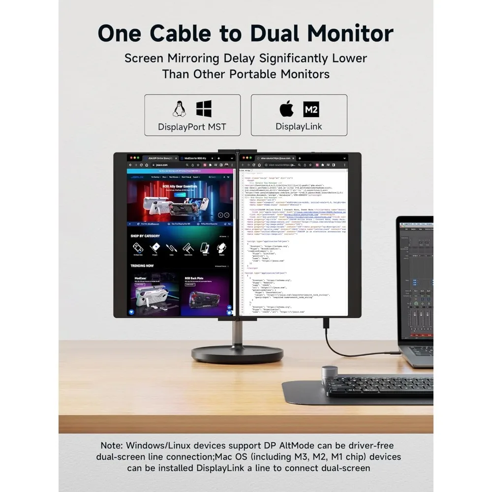 FlipGo Pro 16" Dual tragbare Monitore, 2,5K Triple Laptop Screen Extender, tragbarer IPS Dual-Screen-Monitor