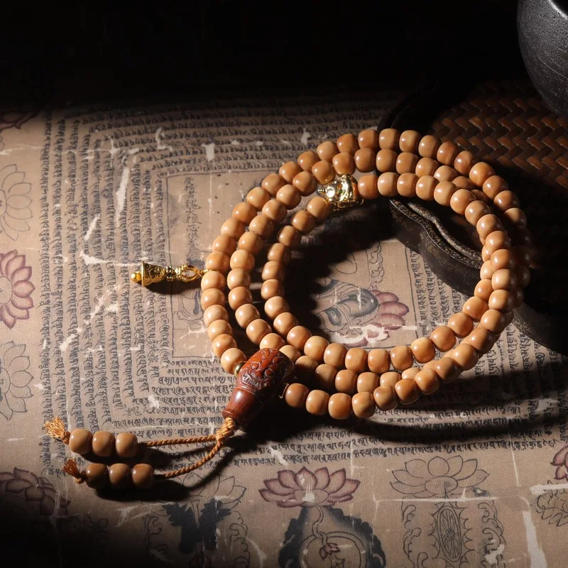 Ridge : Multi-Strand Long Bodhi Necklace, Wearing As A Bracelet