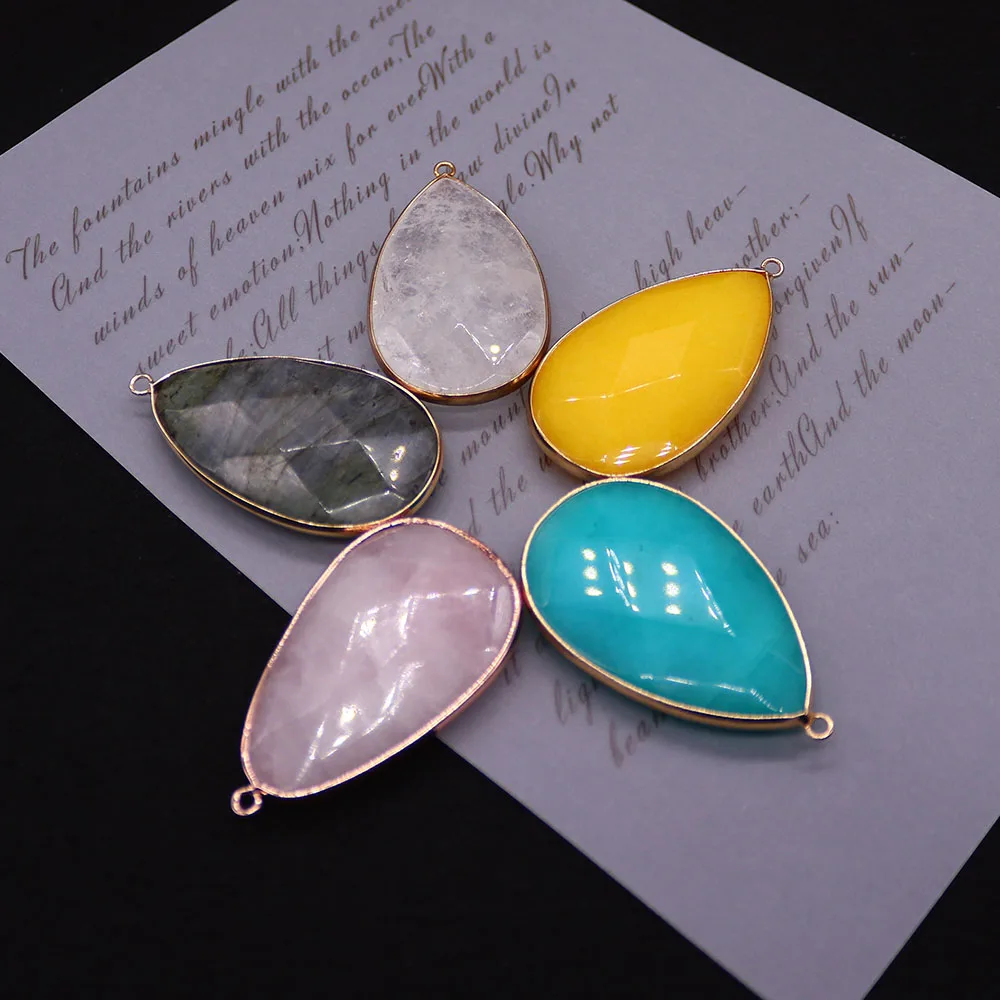 Dual‑stone Natural Stone Pendant Warm‑textured Deep‑premium Teal‑elegant Cool‑toned Retro‑style Contrast‑color Necklace Pendant
