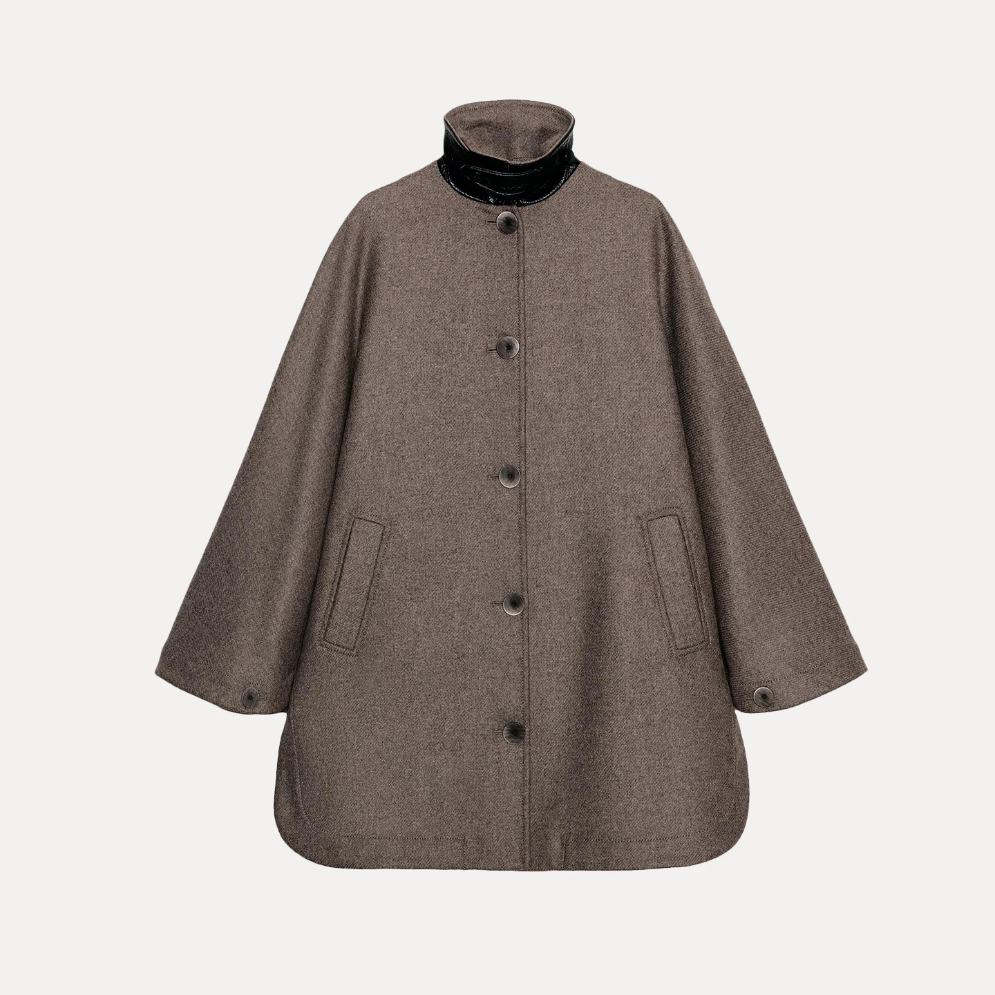 패셔너블 여성용 슬레 오버코트 2025 가을 레이어드 장식 컬러 블록 칼라 울 재킷 엘레 레이디 코트