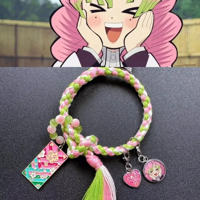 Anine Kanroji Mitsuri Cosplay Kimetsu no Yaiba Handseil Handgewebtes Armband Geeignet für Handgelenkumfang 14–16 cm Damen